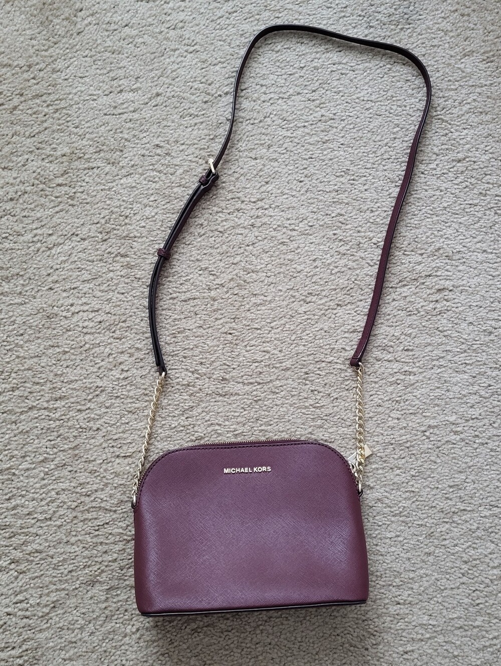 Michael Kors Saffiano Leather Crossbody Bag | Plum Purple | Gold Hardware